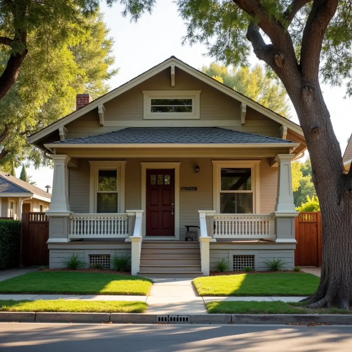 1920s craftsman bungalow on a raised foundation near downtown Fullerton, CA